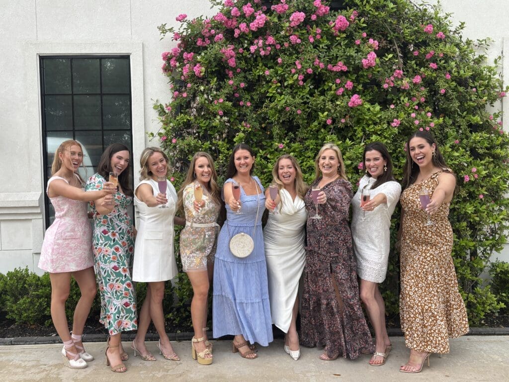 Catherine Donoho, Ashlen Ronca, Liz Flores, Taryn Leto, Kaley Urbanczyk, Marisa Goldsmith, Vanessa Byrd, Kelly Andree and Taylor Sugars enjoyed shopping and lunching at Interfaith's Women Empowering Women event at The Peach Orchard. (Photo by Laura Landsbaum)