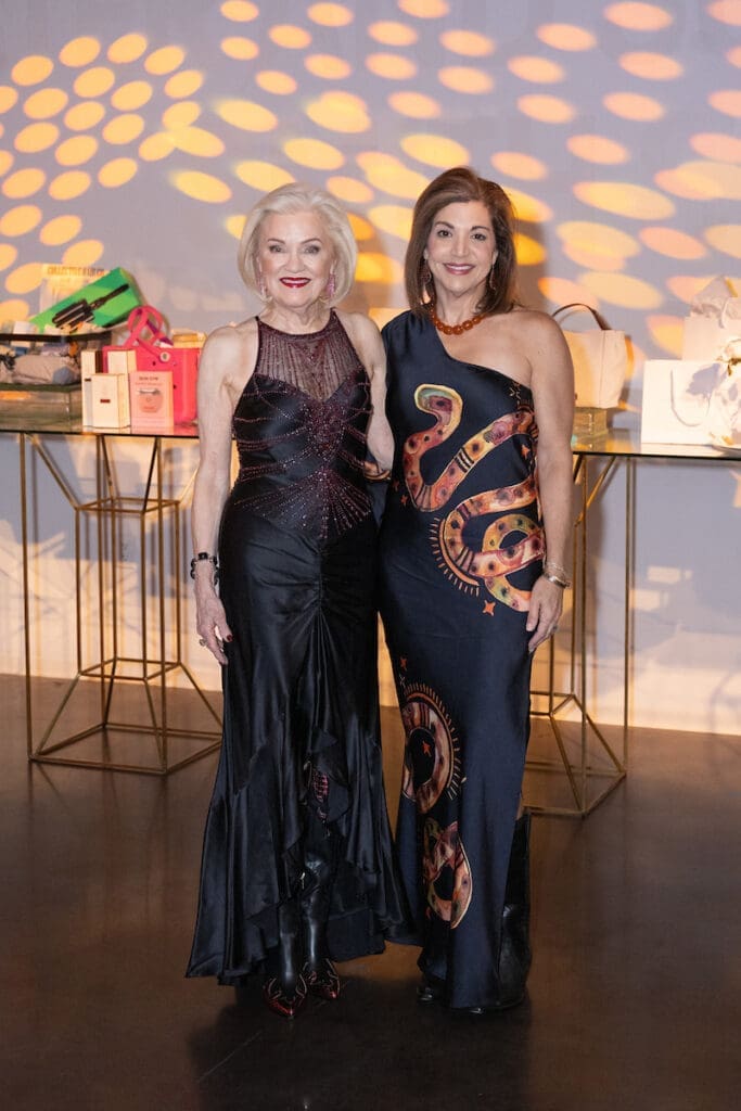 Jo Furr, Angela Ramm at Stages' 'Rhinestone Cowboys & Golden Vikings' gala (Photo by Wilson Parish)