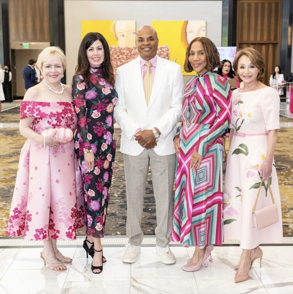Honorees Leila Perrin, Brandi Sikes, Rick Smith, Myrtle Jones, Gaye Lynn Zarrow at the American Cancer Society 'Tickled Pink' luncheon (Photo by Jacob Power)