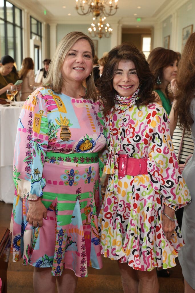 Margo Holguin, Terri Romano at the Houston Symphony League Conversations With an Icon luncheon. (Photo by Priscilla Dickson)