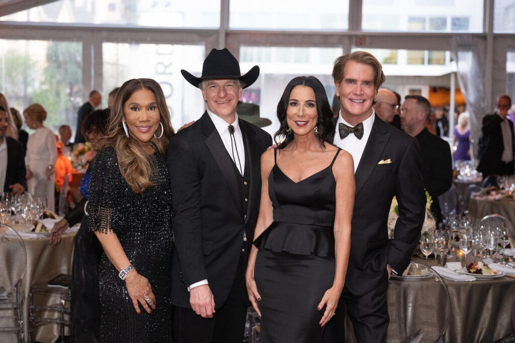 Myrtle Jones, Charles Walker, Denise Fennell, George C. Lancaster at Stages' 'Rhinestone Cowboys & Golden Vikings' gala (Photo by Wilson Parish)