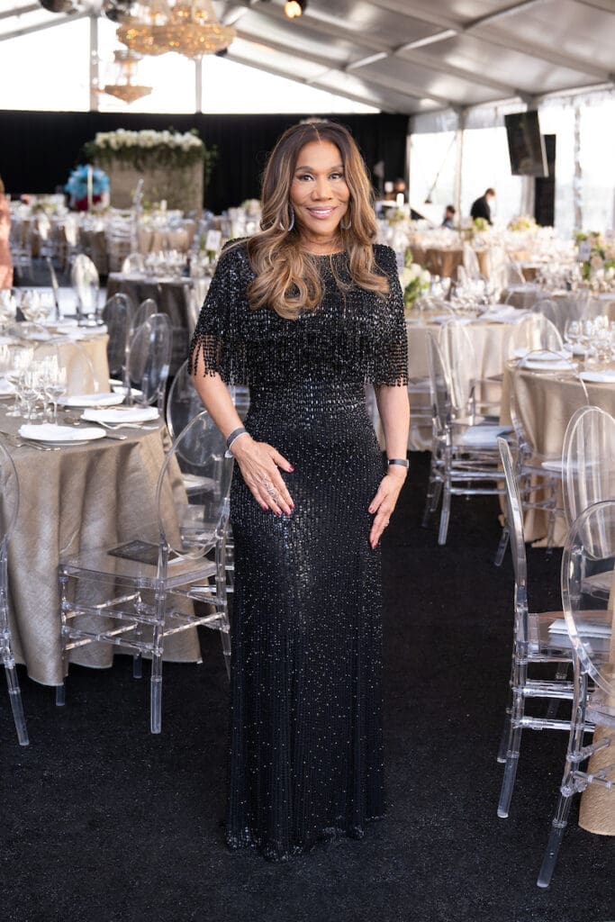 Myrtle Jones in Jenny Packham at Stages' 2025'Rhinestone Cowboys & Golden Vikings' gala (Photo by Wilson Parish)