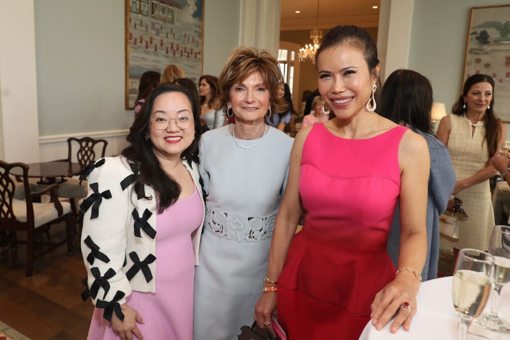 Paula Luu, Toni Miller, Maruya Boursier at the Houston Symphony League Icon luncheon. (Photo by Priscilla Dickson)