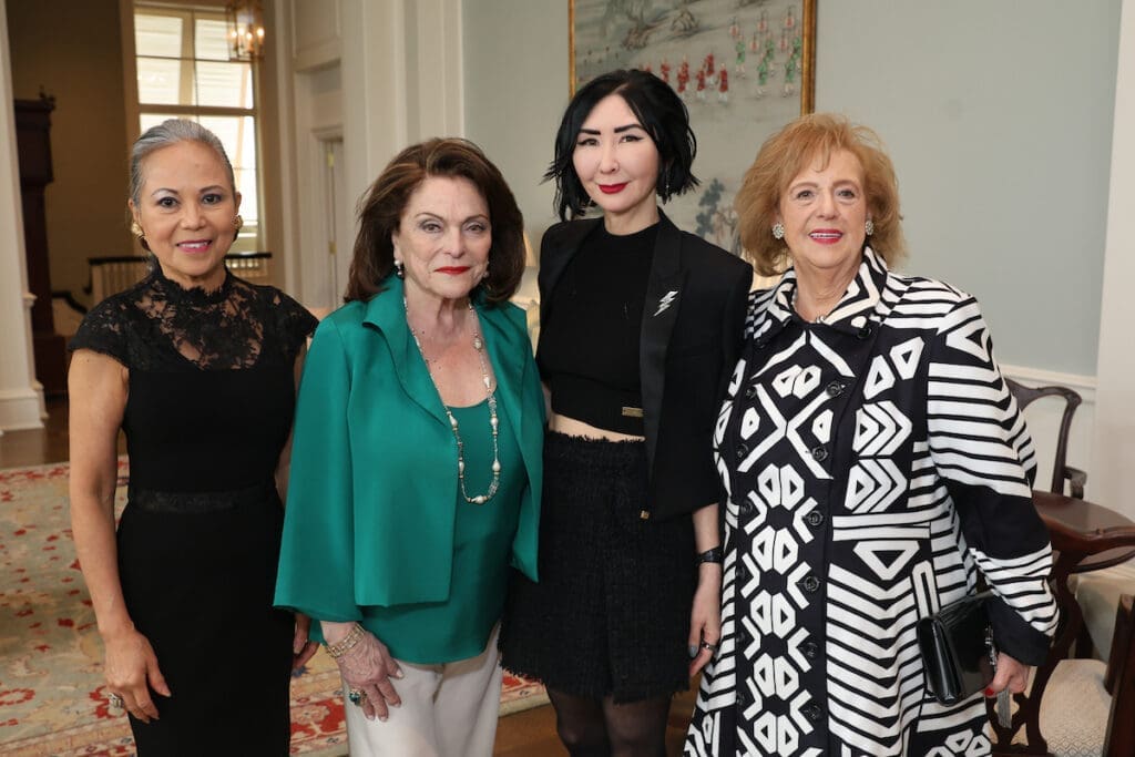 Raquel Lewis, Beth Wolff, Carrie Brandsberg-Dahl, Jerre Williams at the Houston Symphony League Conversations With an Icon luncheon.  (Photo by Priscilla Dickson)