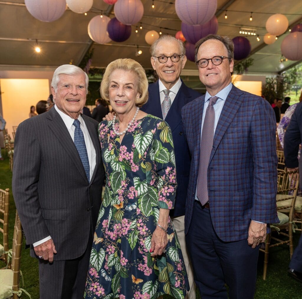 Russ & Elise Joseph, Gary Tinterow & Christopher Gardner at the Bayou Bend Garden Party. (Photo by Jenny Antill)