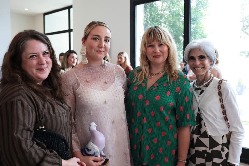 Erin Dorn, Craft Center curator Sarah Darro, Liz Robb, Judy Nyquist at Designing Motherhood exhibition. (Courtesy HCCC)