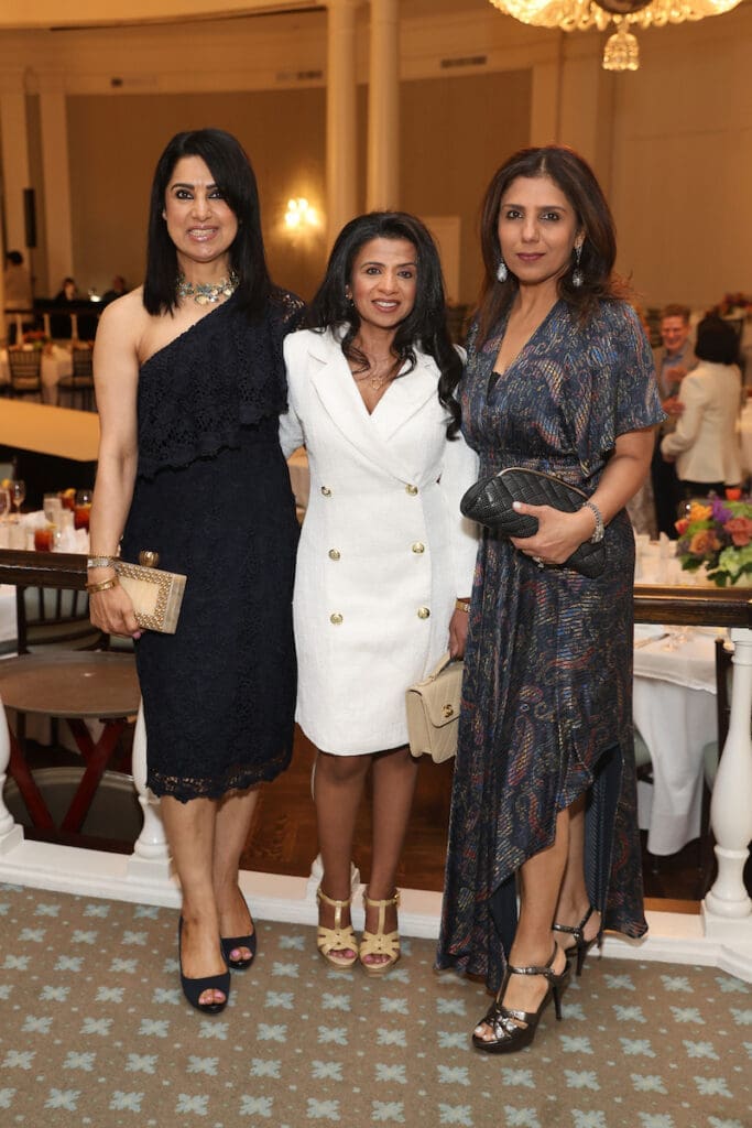 Simran Kapoor, Farida Abjani, Latika Bhatija at the Houston Symphony League Icon luncheon. (Photo by Priscilla Dickson)