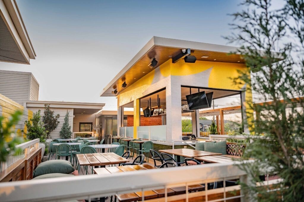 Terrazza di Triozzi is lushly landscaped with a 14-seat bar, various seating, and cabanas. (Courtesy)