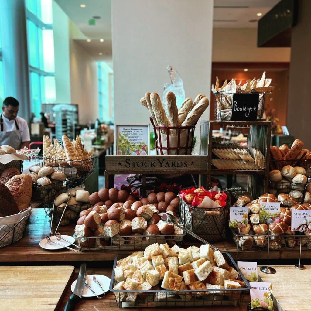 Cast Iron’s lavish buffet at the Omni Fort Worth Hotel features global flavors and sweet indulgences. (Courtesy)