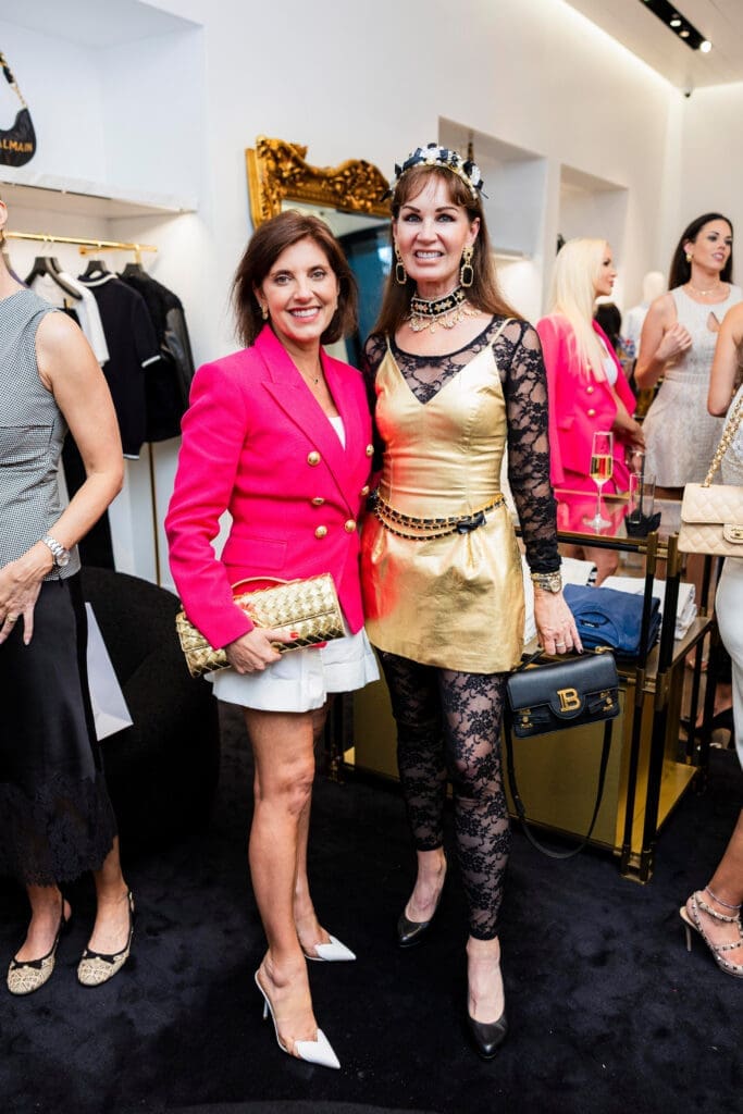 Stacey Lindseth, Beth Muecke at Balmain in River Oaks District saluting Operation Smile honorees. 