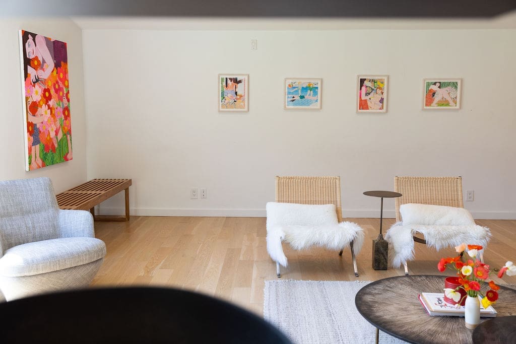 Artwork by Madeline Donahue on display at Rae Liu's home (Photo by Kaitlin Saragusa Photography)