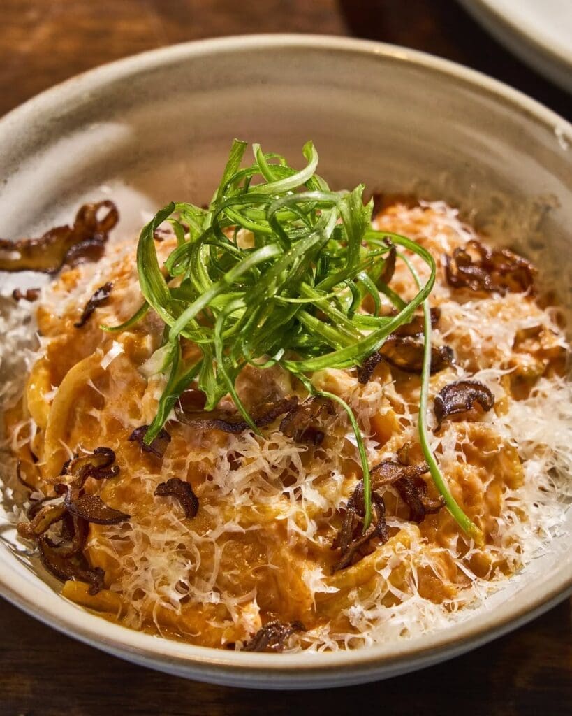 A must-try at La Tiki Paisa was the kimchi carbonara. (Courtesy)