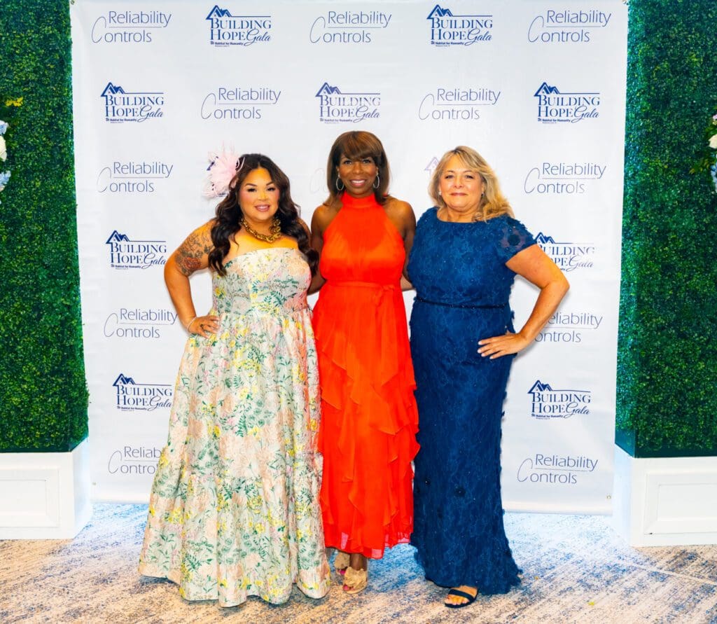 Vicki Johnson, center, stands with gala co-chairs Tina Rivera and Kim Soderberg at the Building Hope gala for Habitat for Humanity. (Photo courtesy Habitat for Humanity MCTX)