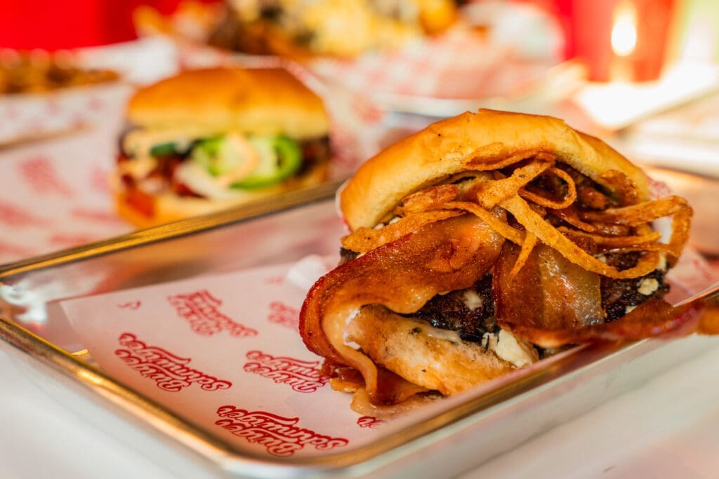 Diners will find Culwell's famous The Maverick burger, as well as nine other burger options on the Burger Schmurger menu. (Photo by Daniel Gerona)