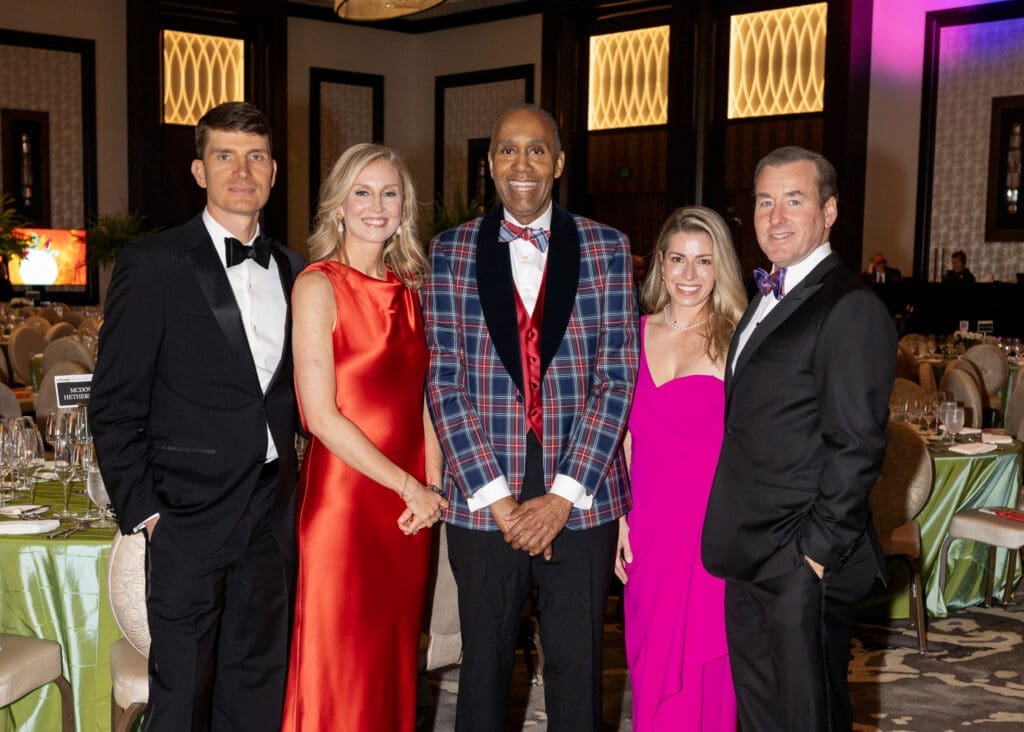 Weston & Mary O’Black, Dean Leonard Baynes, Karen White, Brian Melton at the University of Houston Law Center gala (Photo by Shane Dante)