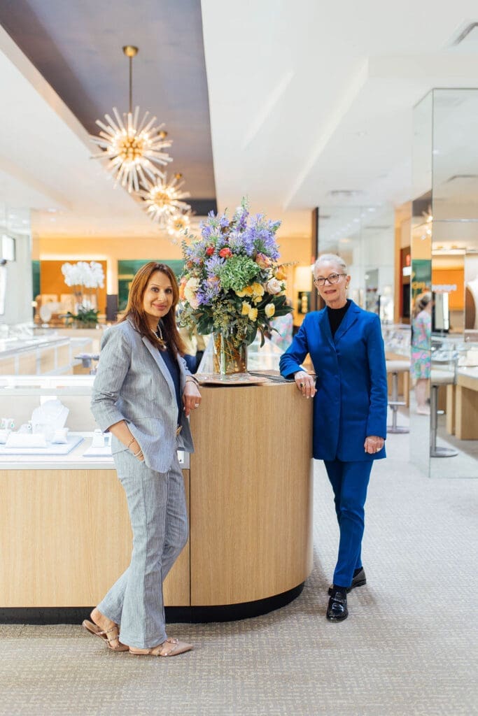 Jyoti Kohli, Linda Turboff at the Deutsch Fine Jewelry introduction of the Elizabeth Locke Collection as part of its permanent stable of jewelers.
