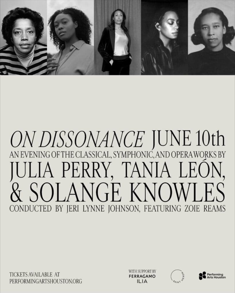 The Solange Knowles-curated "Eldorado Ballroom" series, sponsored by Performing Arts Houston, includes the "On Dissonance" event to be held June 10, 2025 at 7:30 p.m. (Courtesy Performing Arts Houston)