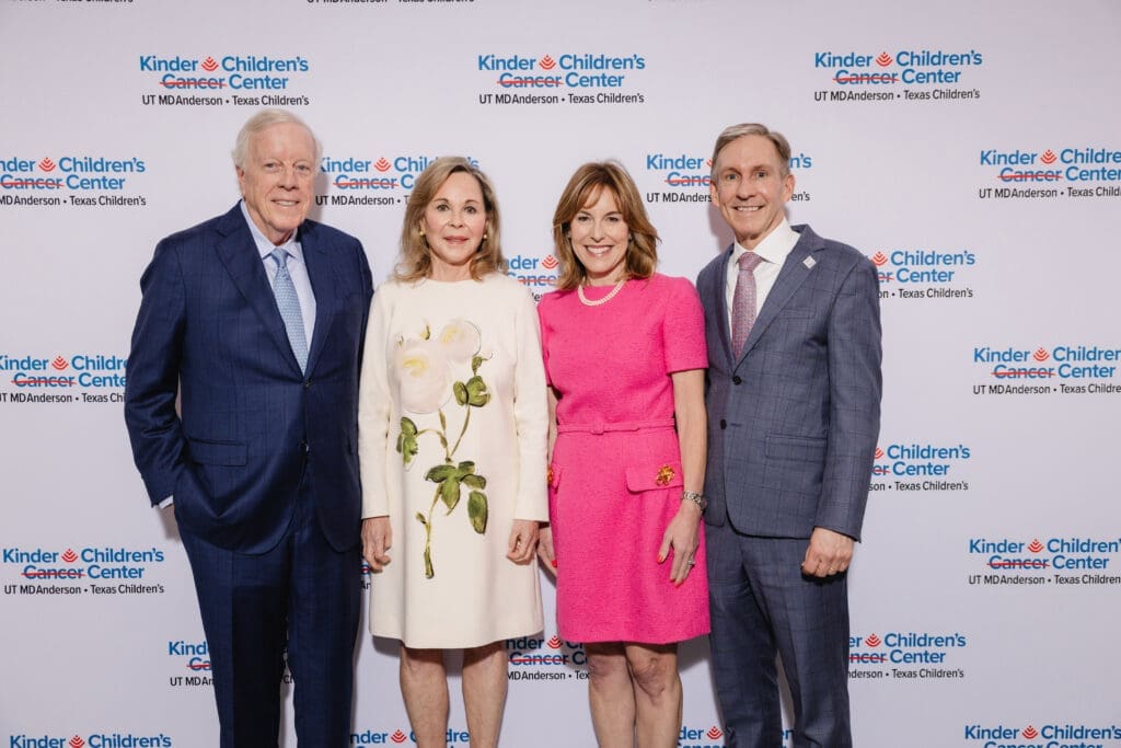Rich and Nancy Kinder, Dr. Debra Sukin and Dr. Peter WT Pisters share a moment at the Kinder gift announcement. (Photo by Jenny Antill)