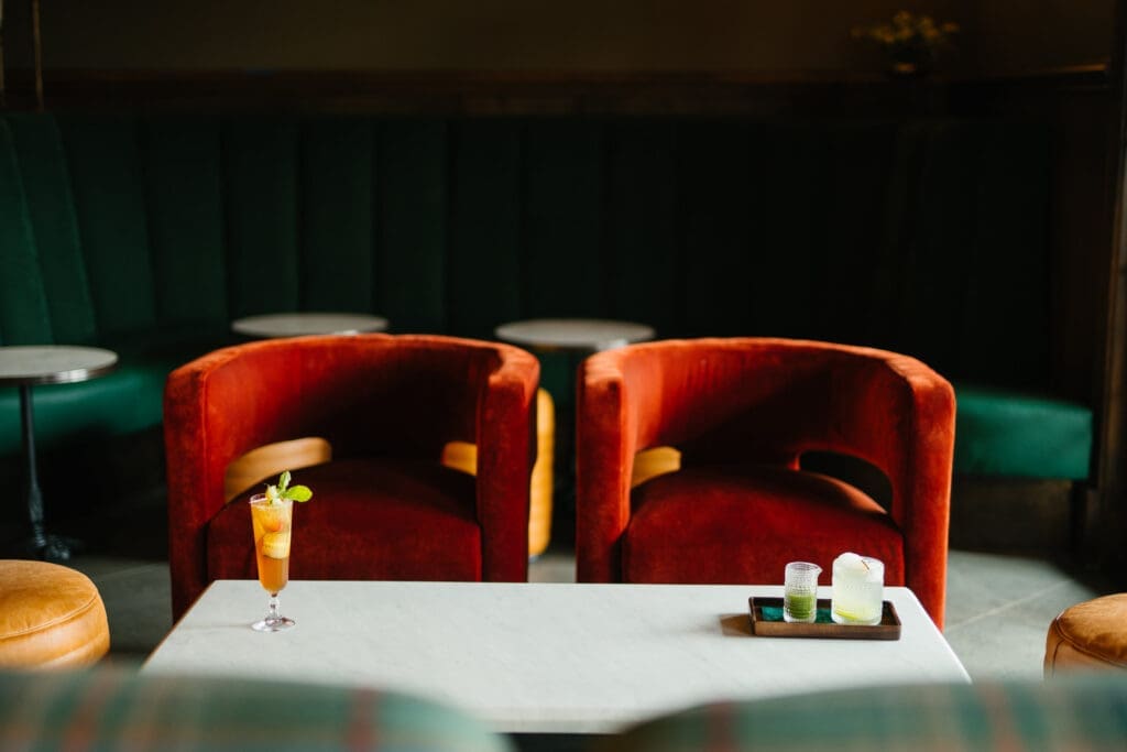 Stewart’s offers a cozy, design-forward space to unwind with a craft cocktail, a shared plate or two, and a friendly game of croquet. (Photo by Zach Simmons)