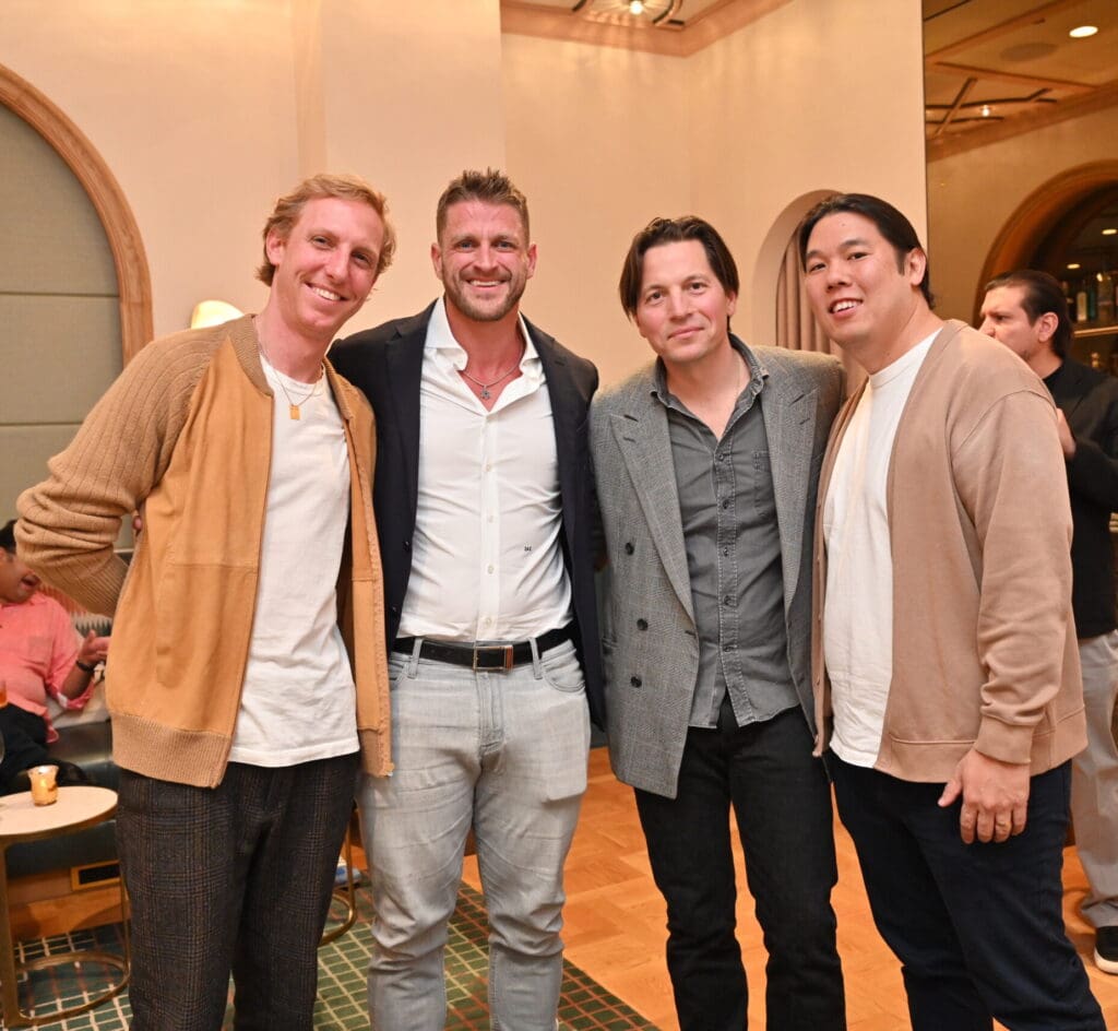 Taylor Chalmers, Dan Zimmerman, Untitled Art, Houston director Michael Slenske, Jonathan Mok at Untitled Art, Houston VIP Weekend at Park House (Photo by Alex Montoya)