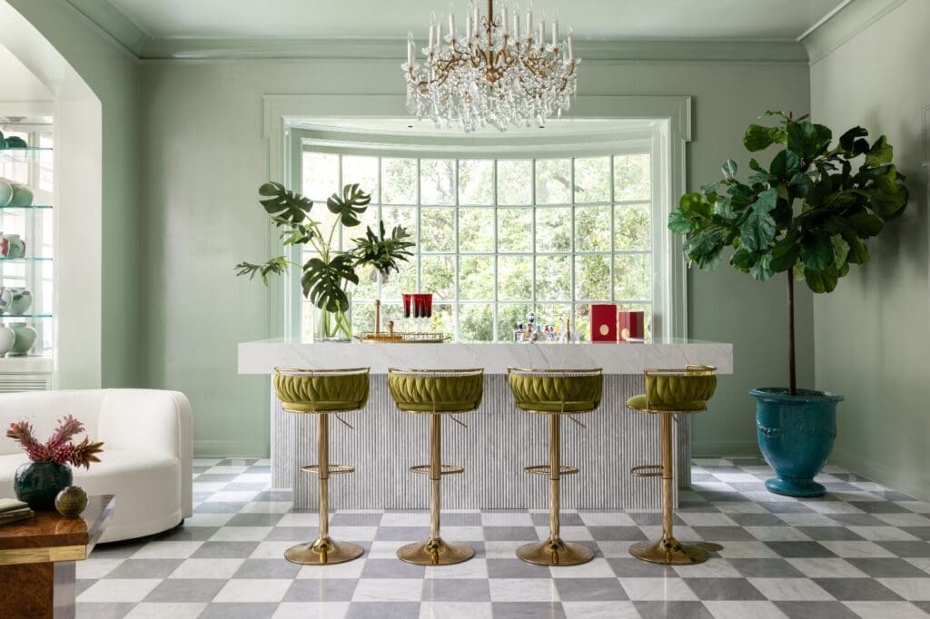 Detail of the custom lounge at 1069 Kirby Drive (Photo by Laurie Perez)