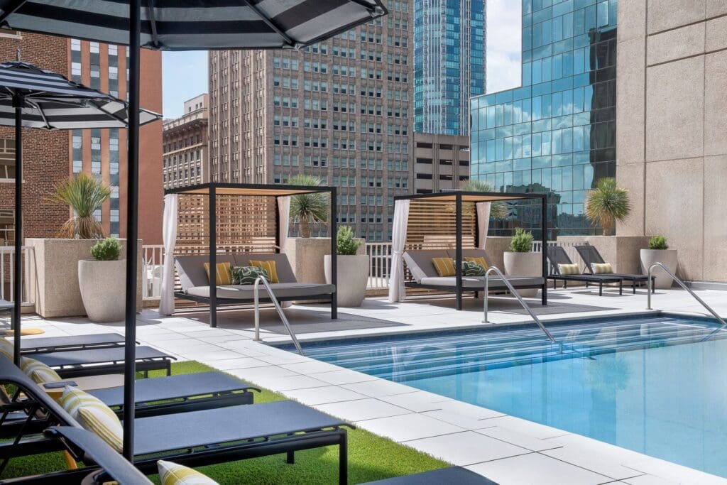 Le Méridien's rooftop pool includes stunning city views. (Courtesy)