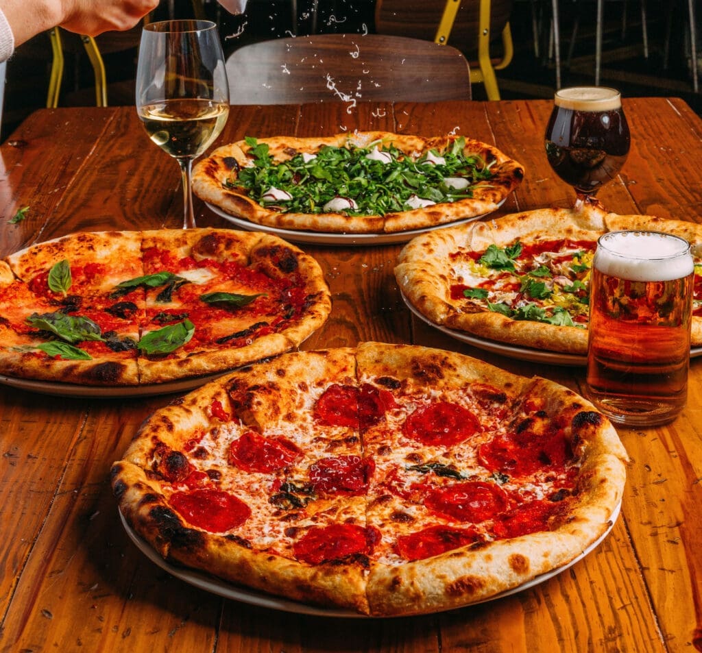 A casual gourmet pizza restaurant, Pie Tap’s claim to fame is its signature, proprietary pizza dough, which is risen without the aid of commercial yeast, additives, or preservatives.