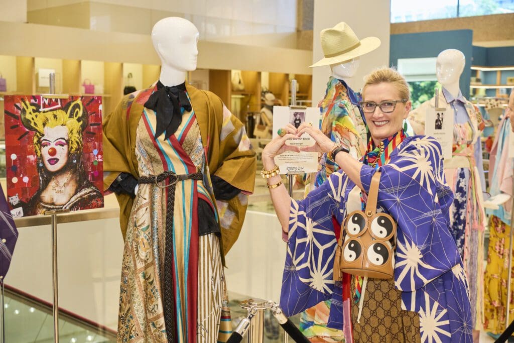 Dianne Halford at the Kimono Zulu Exhibition at Neiman Marcus (Photo by Charlie Horse Photos)