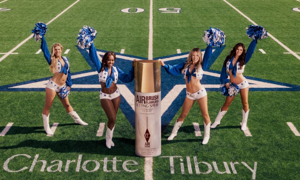 This is Charlotte Tilbury's inaugural American sports partnership across skincare, color, complexion, and fragrance. (Photo courtesy of Dallas Cowboys Cheerleaders) (Photo by Dallas Cowboys/Corey Wernecke)