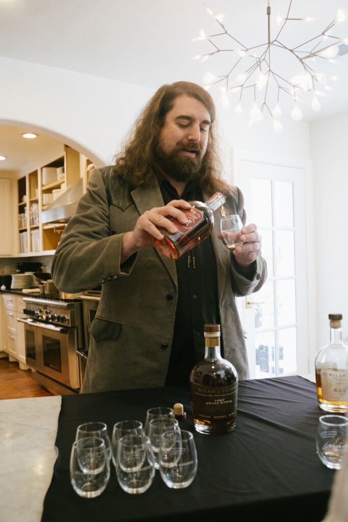 Whiskey from Marlene & Greene is served to guests at Sips & Saddles: Supperclub Dinner at Hotel King Henry (Photo by NYC High Photography) 