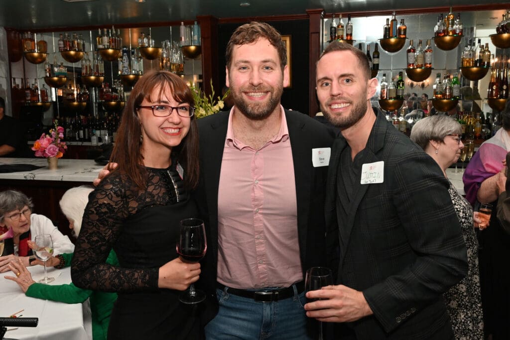 Andreea Muț, Steve Martin, Justin Langham at the Houston Chamber Choir season finale party (Photo by Jeff Grass Photography)