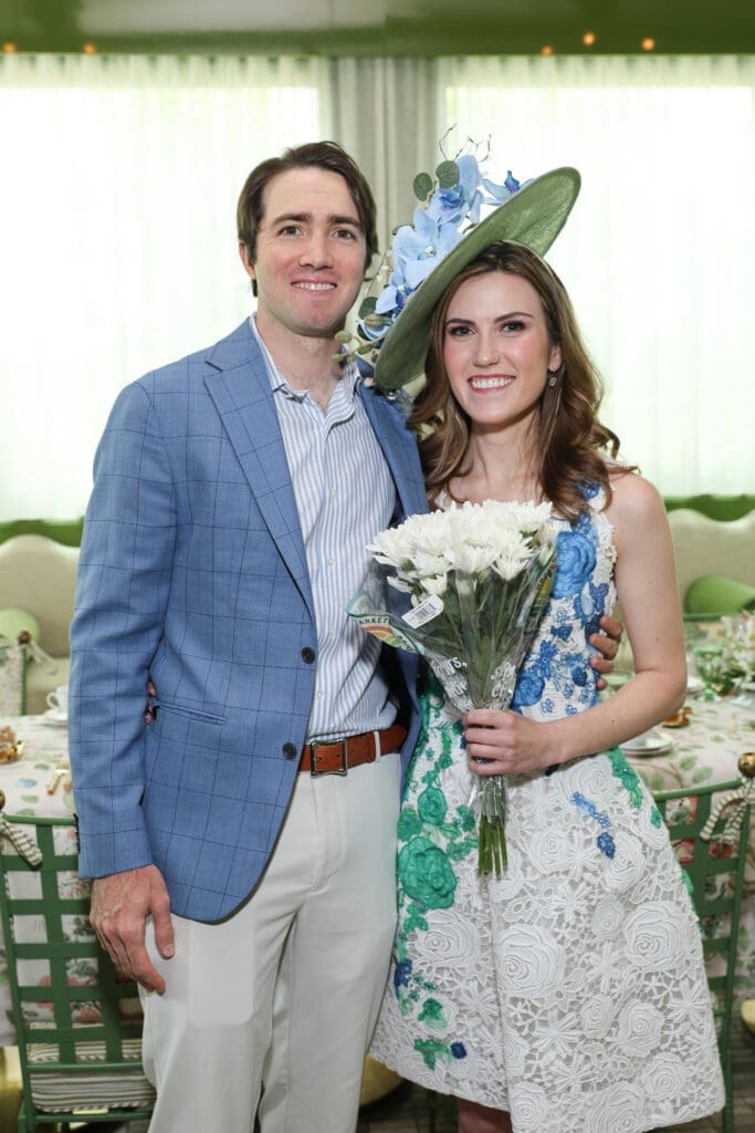 Robert Lartigue makes a surprise visit to Heather Almond's tea prty (Photo by Priscilla Dickson)