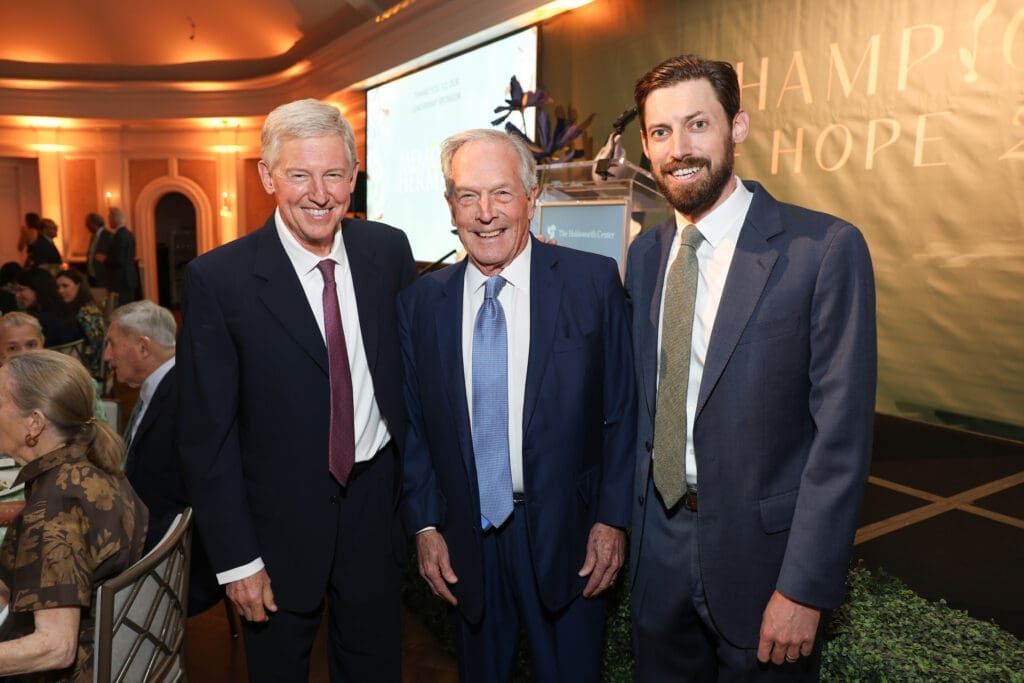 Howard Butt, Don Evans, Jeffrey Butt at the Holdsworth Center's Champions of Hope dinner. (Photo by Daniel Ortiz)
