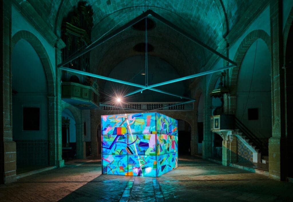 An installation view of the "Danny Rolph: Tercet" exhibition at the Museu de Pollença in Mallorca, Spain. The exhibit, curated by Mercedes Estarellas, appeared in a converted 16th Century convent which is now a museum. (Courtesy Danny Rolph and Kaplan Projects)