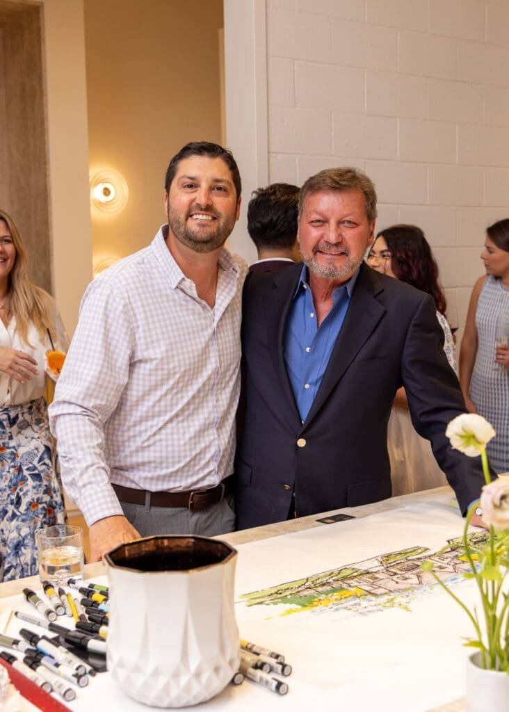 Scott Frankel, Rodney Stevens at the Frankel Design Build showroom reveal party (Photo by Chloe Kissner)