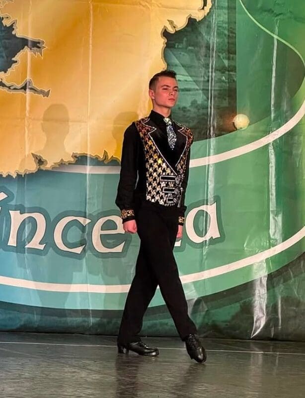 Michael Pixton performs during his winning routine at the All-Ireland Irish Dance Championships. (Photo by Cass-Barrington Academy)