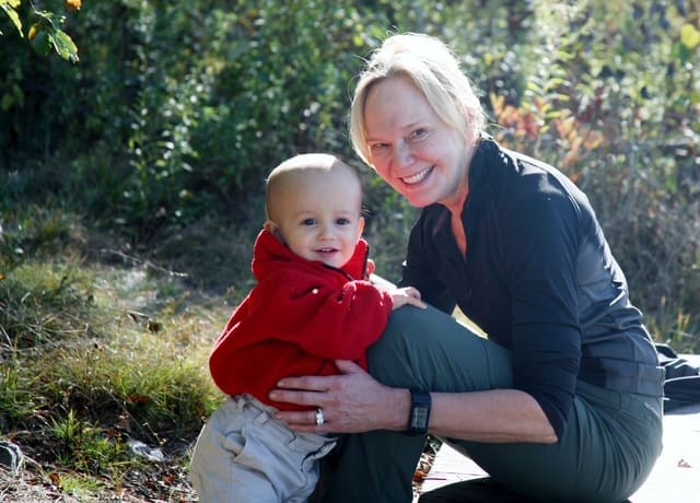 Janet Carrig with her oldest grandchild during a hike along the Appalachian Trail. 