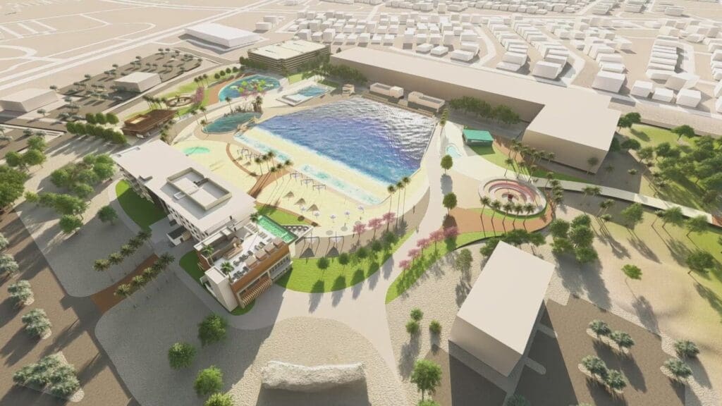 Cannon Beach Surf and Adventure Park is headed to McKinney, bringing a $200 million development featuring a four-acre surf lagoon, a full-service resort-style hotel, dining, entertainment, and business spaces to the suburb. (Courtesy)