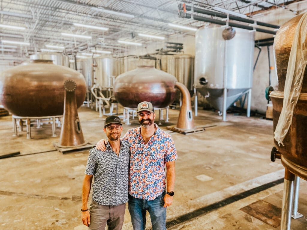 Blue Flag Distillery's head of operations Nate Swan and founder/owner Will Rucker. (Courtesy)
