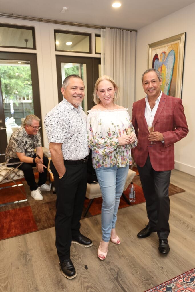 Bruce Padilla, Patty Lucho Sturion, Hector Villarreal at the Matt Burrus & Michael Pearce surprise wedding. (Photo by Quy Trand Photography)