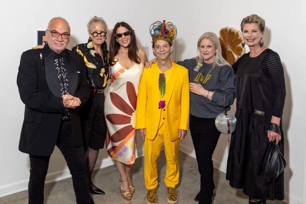 Doug Harris, Susan Bray, Sarah Bray, honoree Lester Marks, Heidi Vaughan, Deasa Turner at Art League Houston 2025 Montrose Art Party "MARTY" (Photo by Alex Barber)
