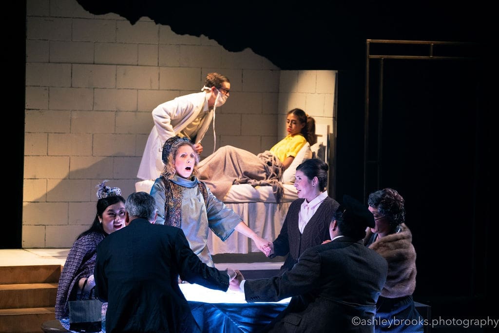 The cast of Lone Star Lyric's "Séance on a Wet Afternoon" by Stephen Schwartz (Photo by Ashley Brooks)