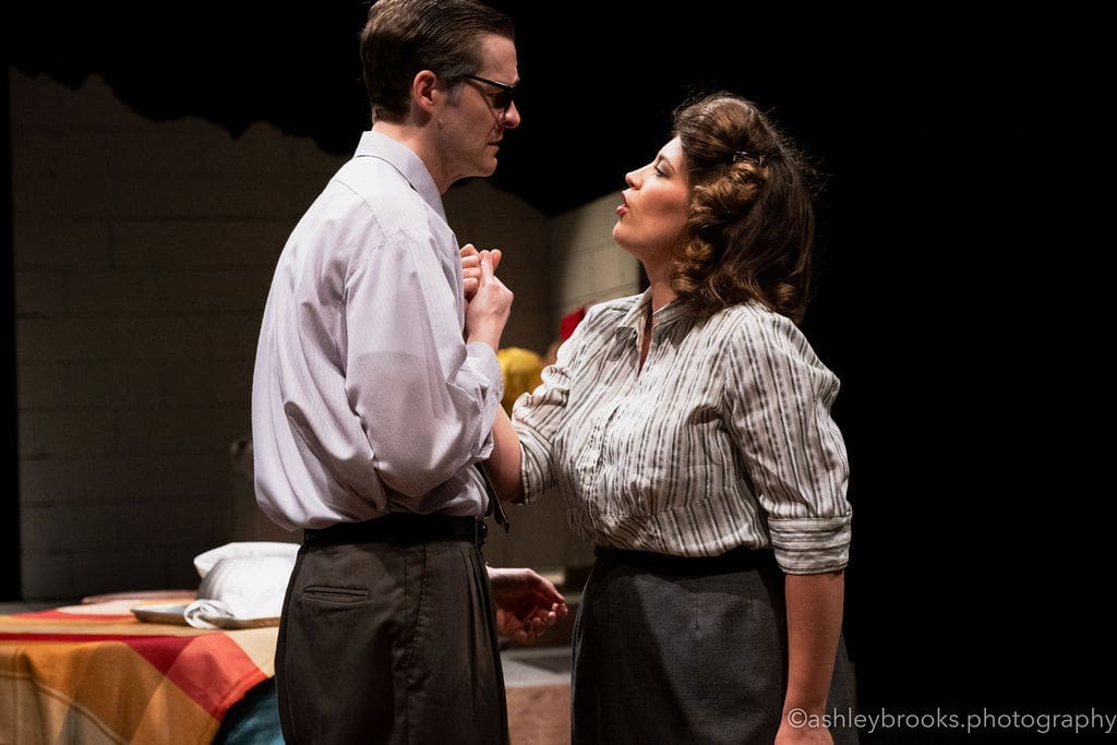 John Arnold, Brennan Blankenship break into a scene in Lone Star Lyric's "Séance on a Wet Afternoon" by Stephen Schwartz (Photo by Ashley Brooks)