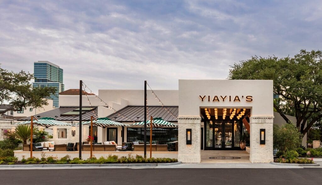 Yiayia's Greek Kitchen at 2410 Richmond updates the take on traditional Greek restaurant design. (Photo by Claudia Casbarian)