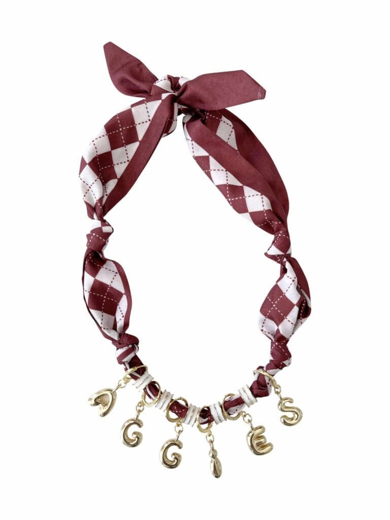 Game-day necklace scarfs are in, and Golden Gray has what you need. (Photo courtesy of Golden Gray)