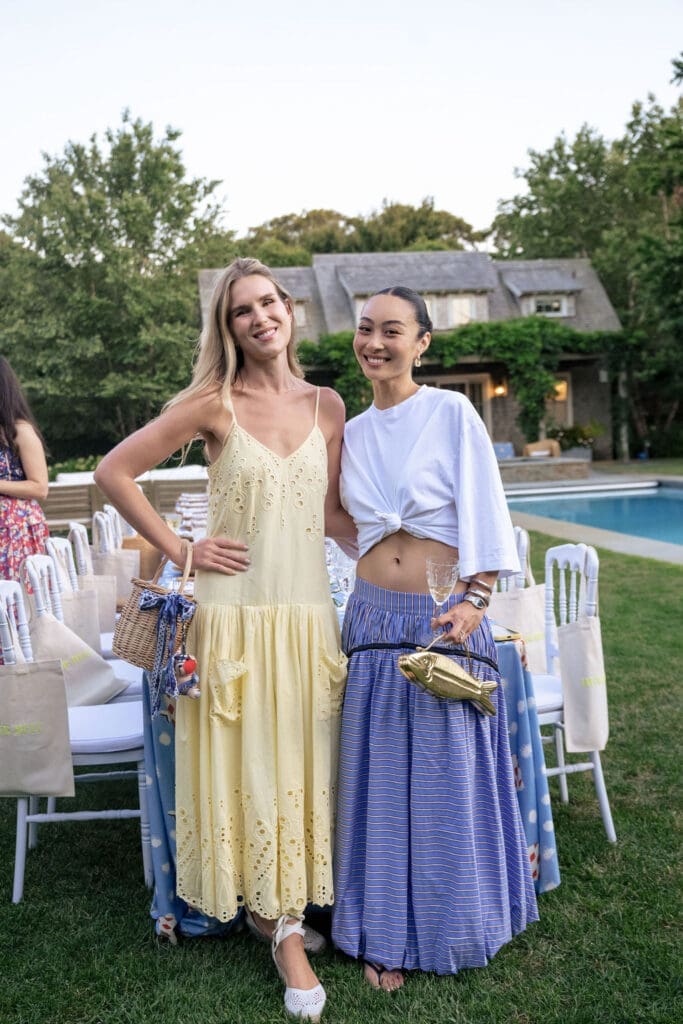Digital creator Devon McCready, stylist Claudia Li Johnson at at the Hunter Bell fashion-themed dinner party in Nantucket. (Photo by Charity Grace Photography)