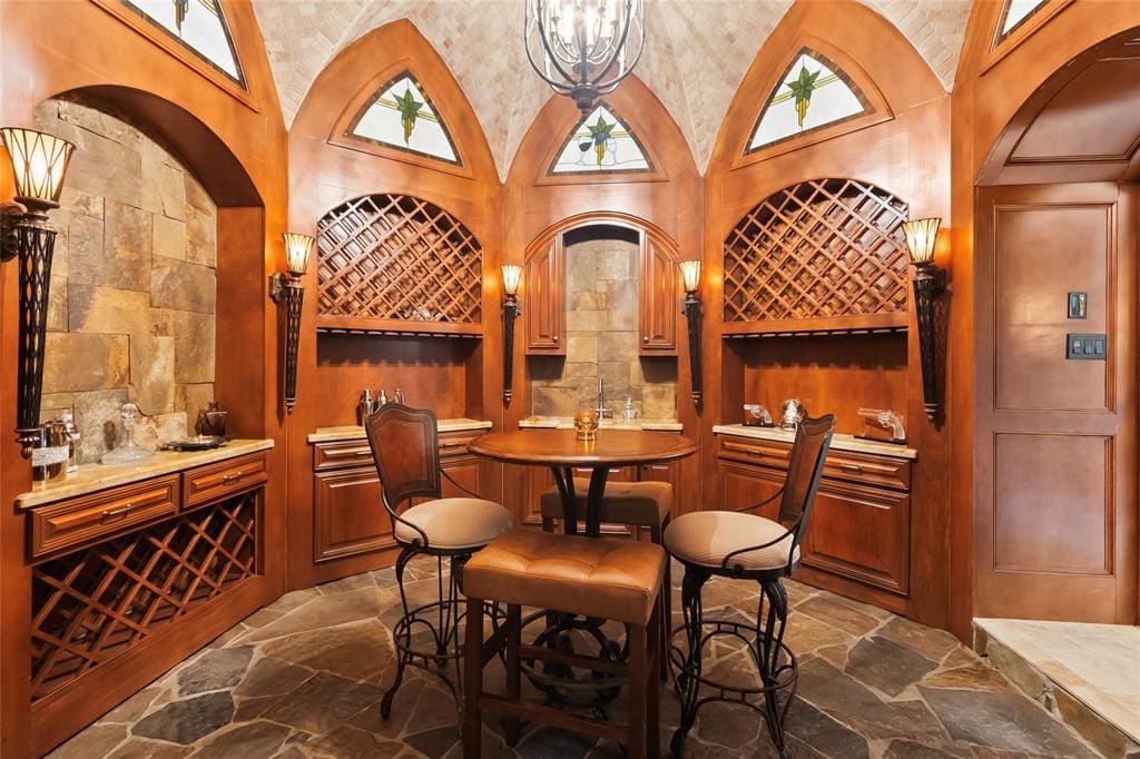 This custom wine grotto will impress any guest.