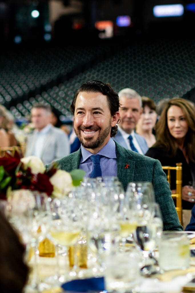 Aperture Cellers winemaker Jesse Katz at the Houston Astros Foundation Wine Dinner on the field at Daikin Park. 