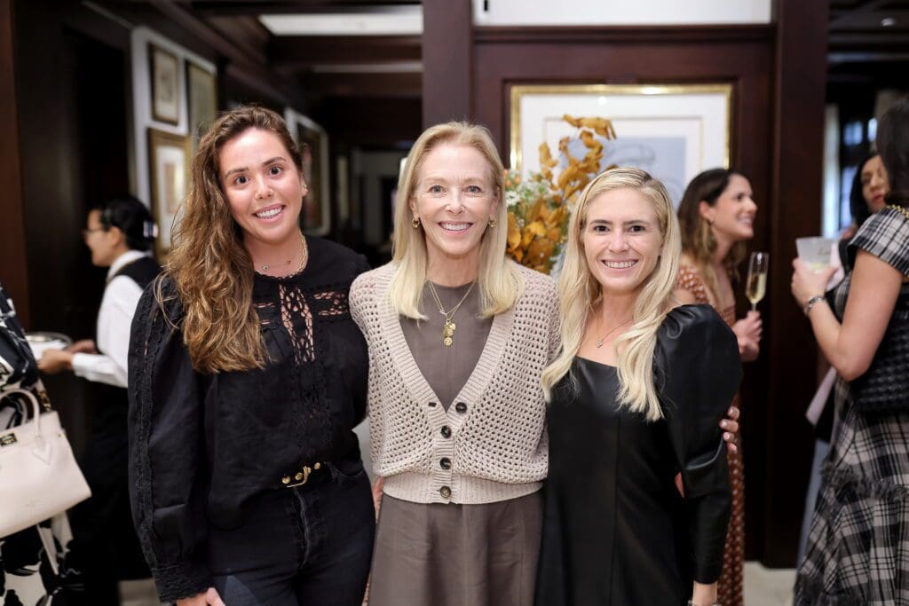 Gillian Sarofim, Laura Sakowitz Sweeney, Brittany Hildebrand at the Annoushka Jewelry fête at the River Oaks home of Frances Moody Buzbee (Photo by Quy Tran)