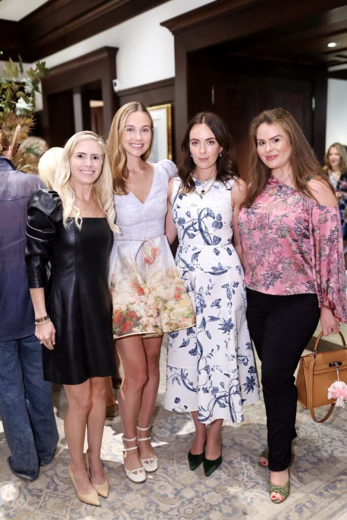 Brittany Hildebrand, Dana Fertitta, Lady Eliza Manners, Meredith Flores Barker at the Annoushka Jewelry fête at the River Oaks home of Frances Moody Buzbee (Photo by Quy Tran)